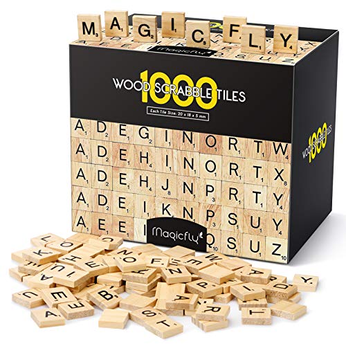 Magicfly 500pcs Scrabble Tiles, Wood Craft Scrabble Letters Word Tiles, A-z For Wood Gift Decoration & Scrabble Crossword Game, Natural Color, 500