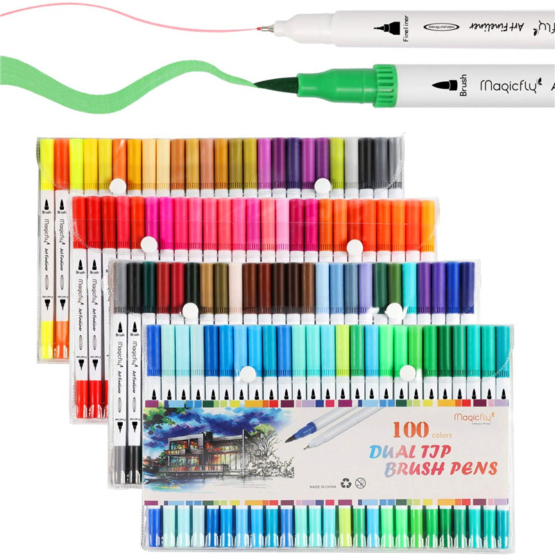 100 brush pens dual tip real