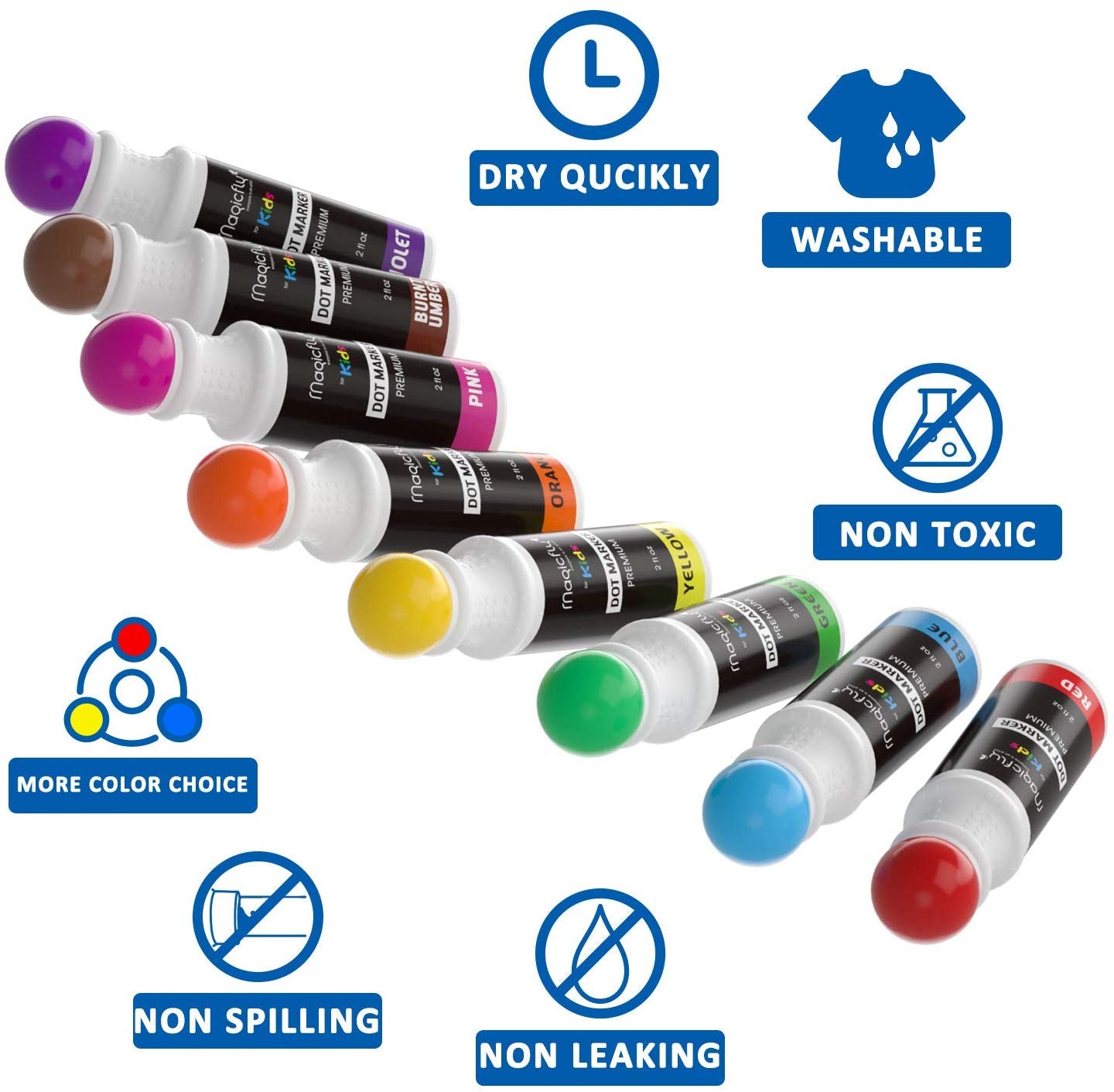 Buy KEFF Washable Dot Markers for Kids and Toddlers - 8 Colors